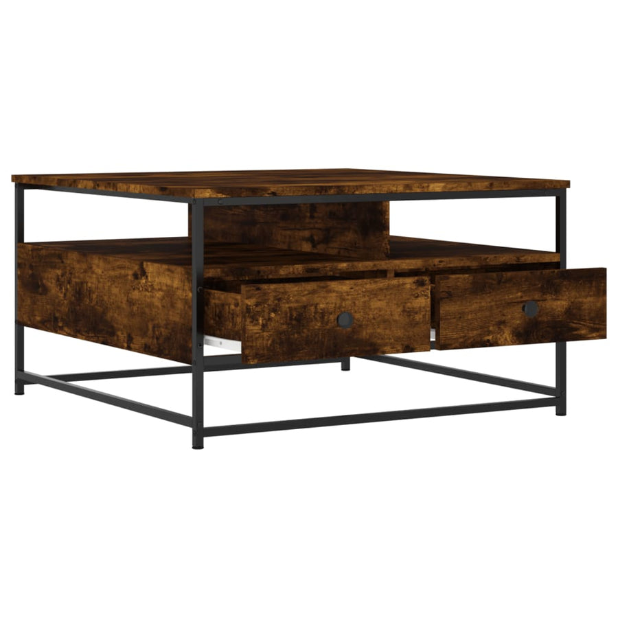 Salontafel Bewerkt Hout Kleurig 80 x 80 x 45 cm Gerookt eiken
