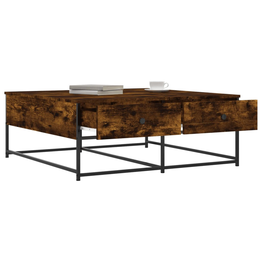 Salontafel Bewerkt Hout Kleurig 100 x 99 x 40 cm Gerookt eiken