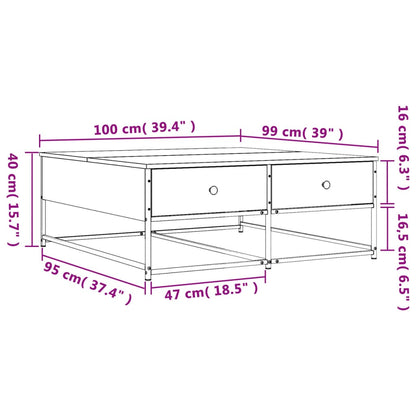Salontafel Bewerkt Hout Bruin Eikenkleur 100 x 99 x 40 cm Bruineiken