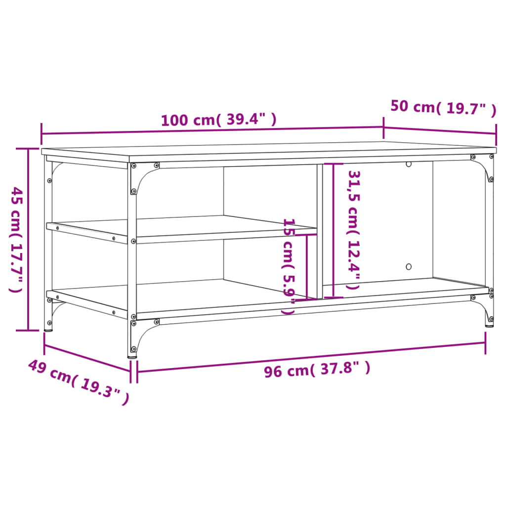 Salontafel 00X50X45 Cm Bewerkt Hout Zwart