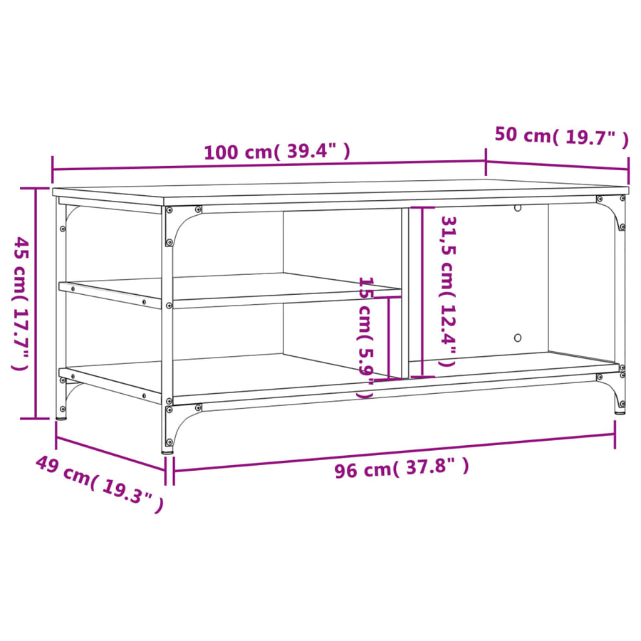 Salontafel 00X50X45 Cm Bewerkt Hout Grijs sonoma