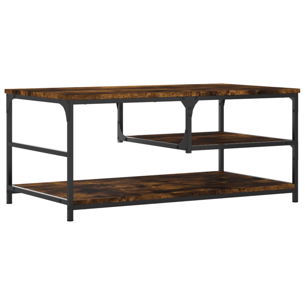 Salontafel 90x49x40 cm bewerkt hout gerookt eikenkleurig