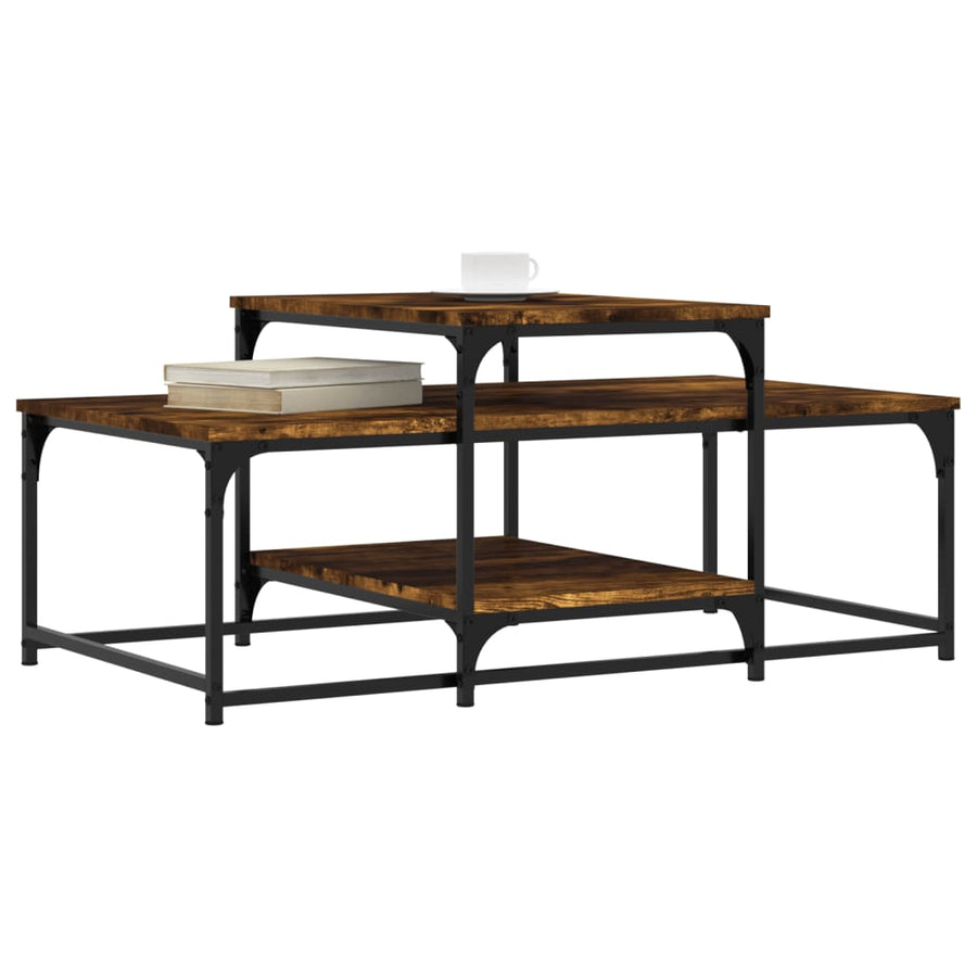 Salontafel 02X60X45 Cm Bewerkt Hout Kleurig Gerookt eiken