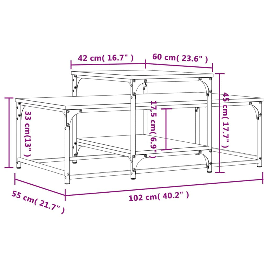Salontafel 02X60X45 Cm Bewerkt Hout Bruin Eikenkleur Bruineiken