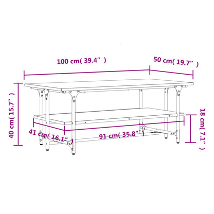 Salontafel 00X50X40 Cm Bewerkt Hout Eikenkleurig Zwart