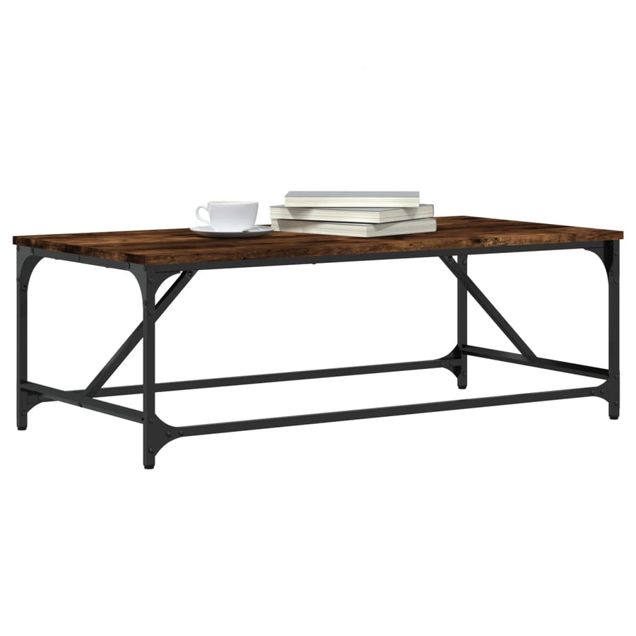 Salontafel Bewerkt Hout Kleurig 100 x 50 x 35 cm Gerookt eiken