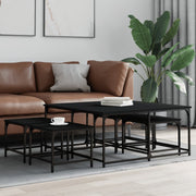 Salontafel set 5-delig bewerkt hout zwart
