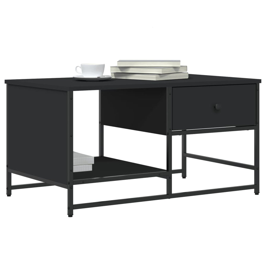 Salontafel 85,5X5X45 Cm Bewerkt Hout Zwart