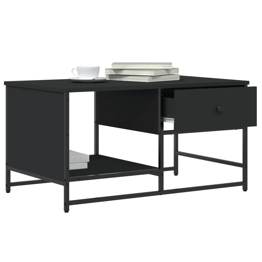 Salontafel 85,5X5X45 Cm Bewerkt Hout Zwart