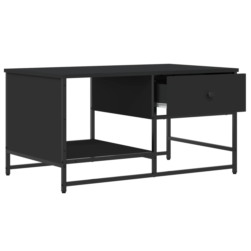 Salontafel 85,5X5X45 Cm Bewerkt Hout Zwart