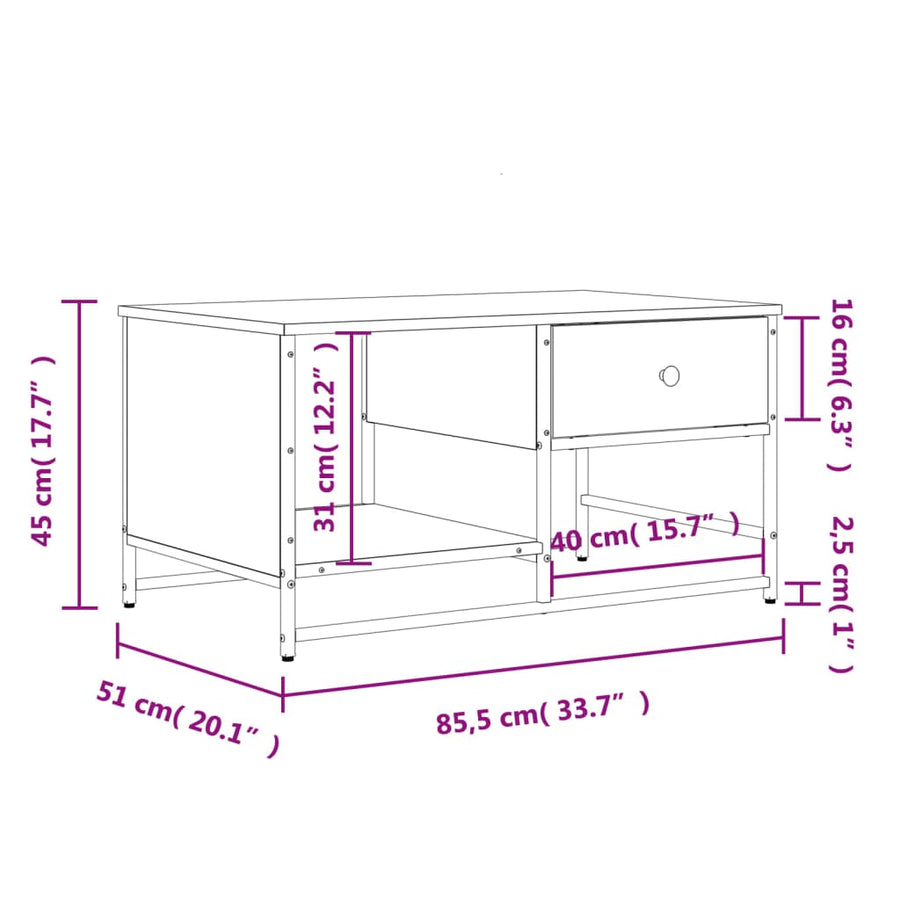 Salontafel 85,5X5X45 Cm Bewerkt Hout Zwart