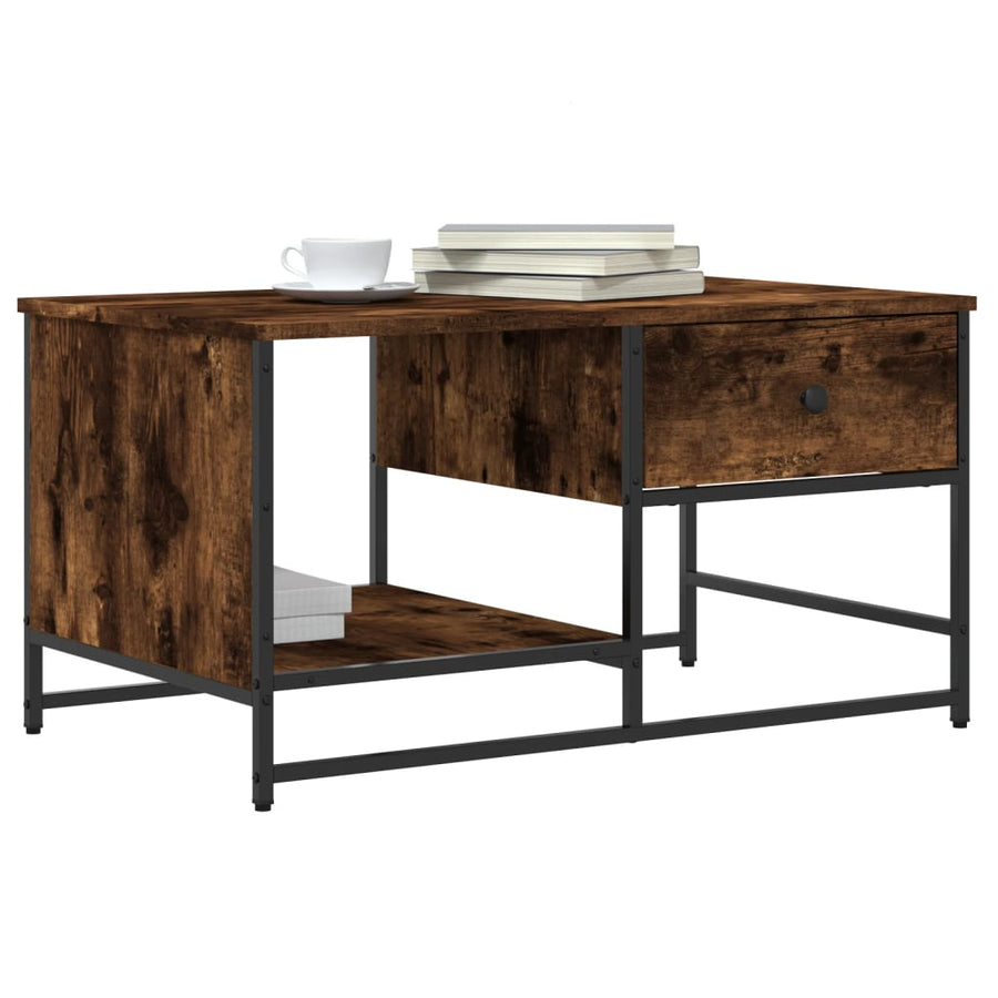 Salontafel 85,5X5X45 Cm Bewerkt Hout Kleurig Gerookt eiken