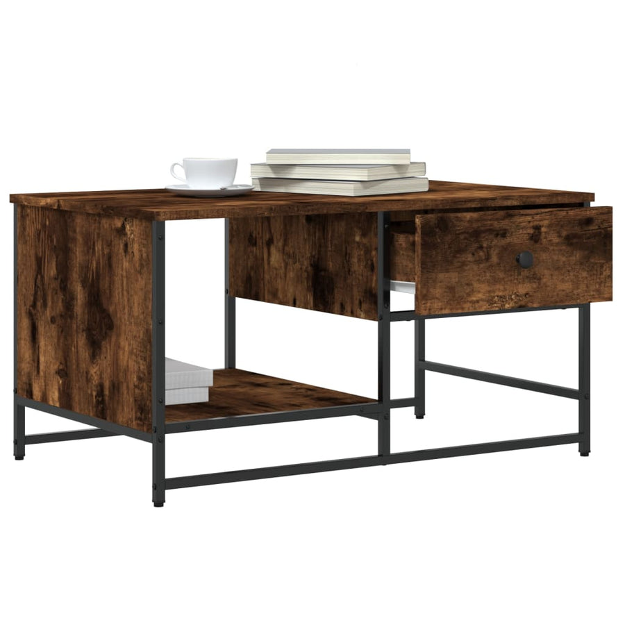 Salontafel 85,5X5X45 Cm Bewerkt Hout Kleurig Gerookt eiken