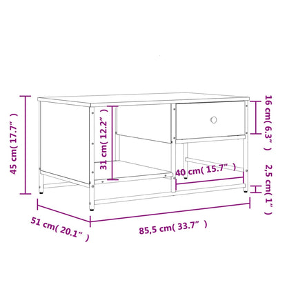 Salontafel 85,5X5X45 Cm Bewerkt Hout Kleurig Gerookt eiken