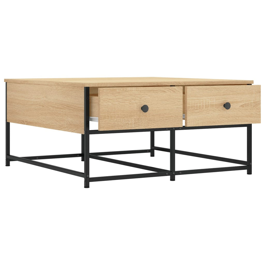 Salontafel Bewerkt Hout Kleurig 80 x 80 x 40 cm Sonoma eiken
