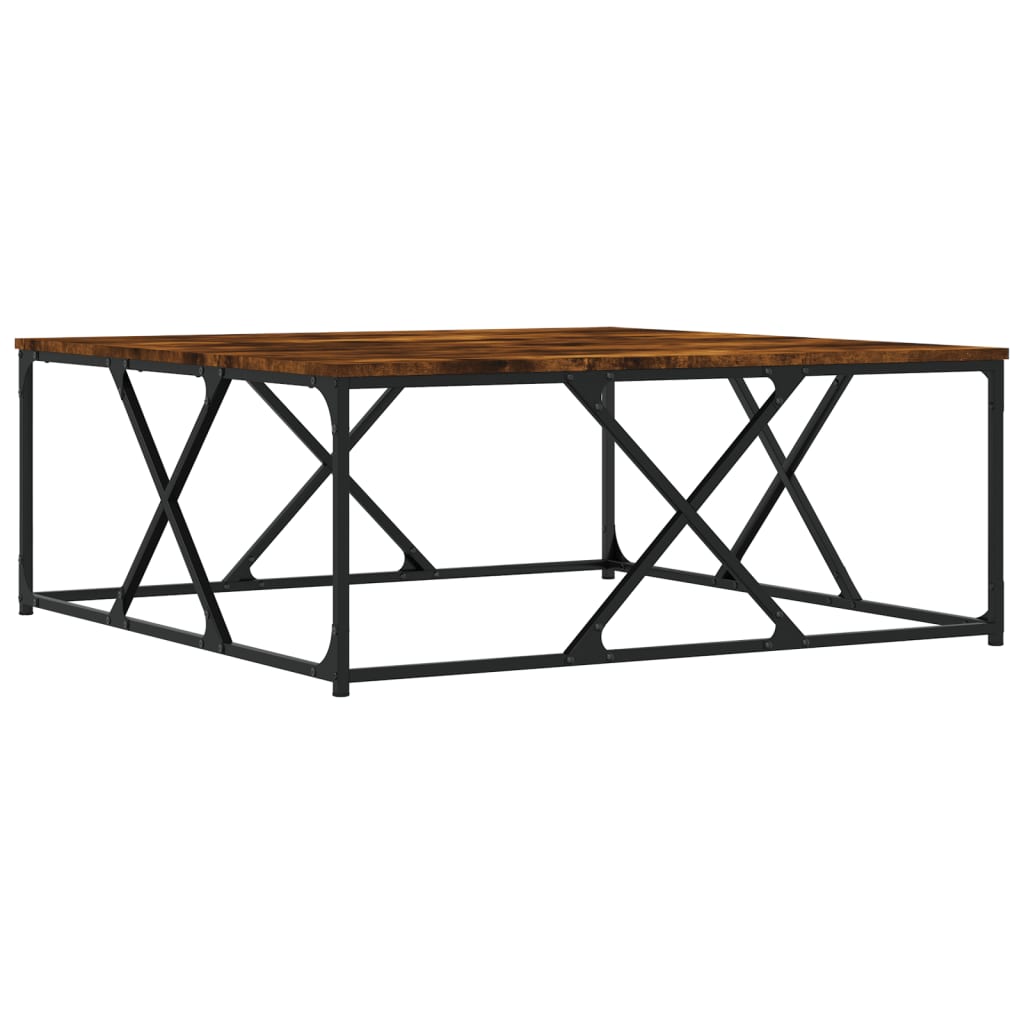 Salontafel 100x100x40 cm bewerkt hout gerookt eikenkleurig