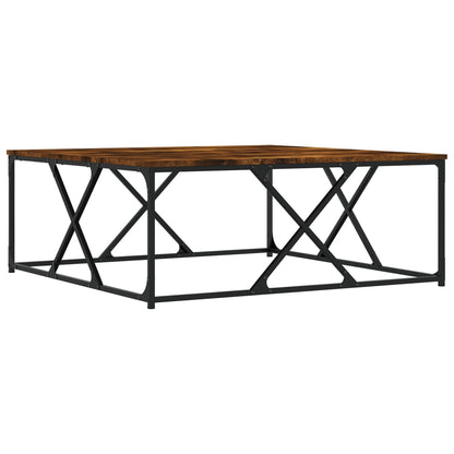 Salontafel 100x100x40 cm bewerkt hout gerookt eikenkleurig