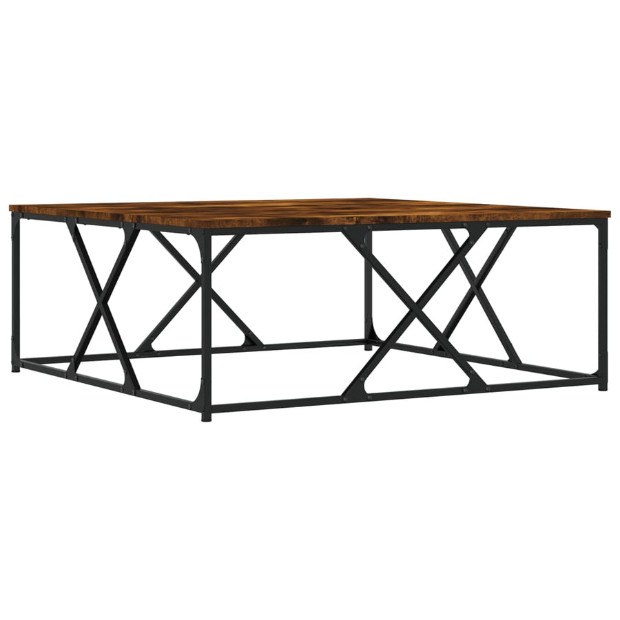 Salontafel 100x100x40 cm bewerkt hout gerookt eikenkleurig
