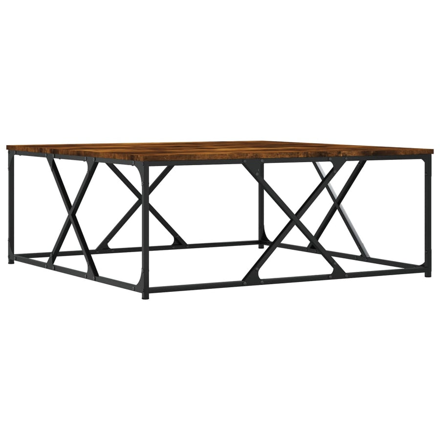 Salontafel 100x100x40 cm bewerkt hout gerookt eikenkleurig