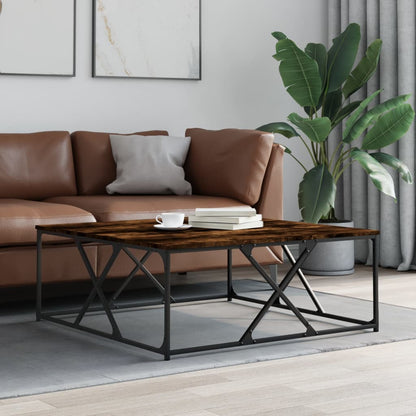 Salontafel 100x100x40 cm bewerkt hout gerookt eikenkleurig