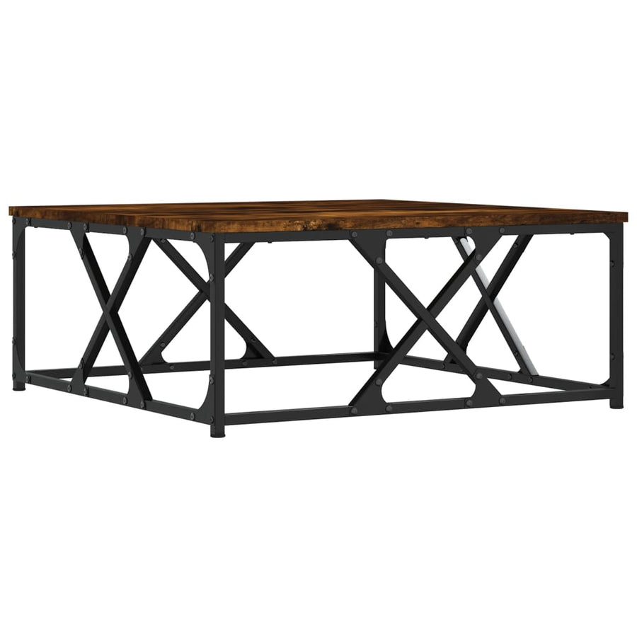 Salontafel 70x70x30 cm bewerkt hout gerookt eikenkleurig