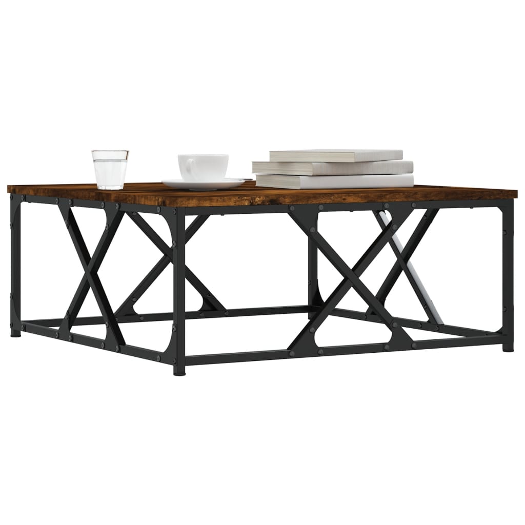 Salontafel 70x70x30 cm bewerkt hout gerookt eikenkleurig