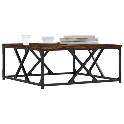 Salontafel 70x70x30 cm bewerkt hout gerookt eikenkleurig