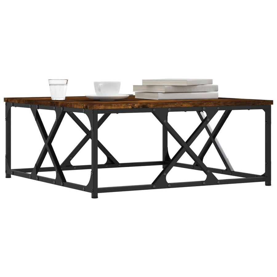 Salontafel 70x70x30 cm bewerkt hout gerookt eikenkleurig