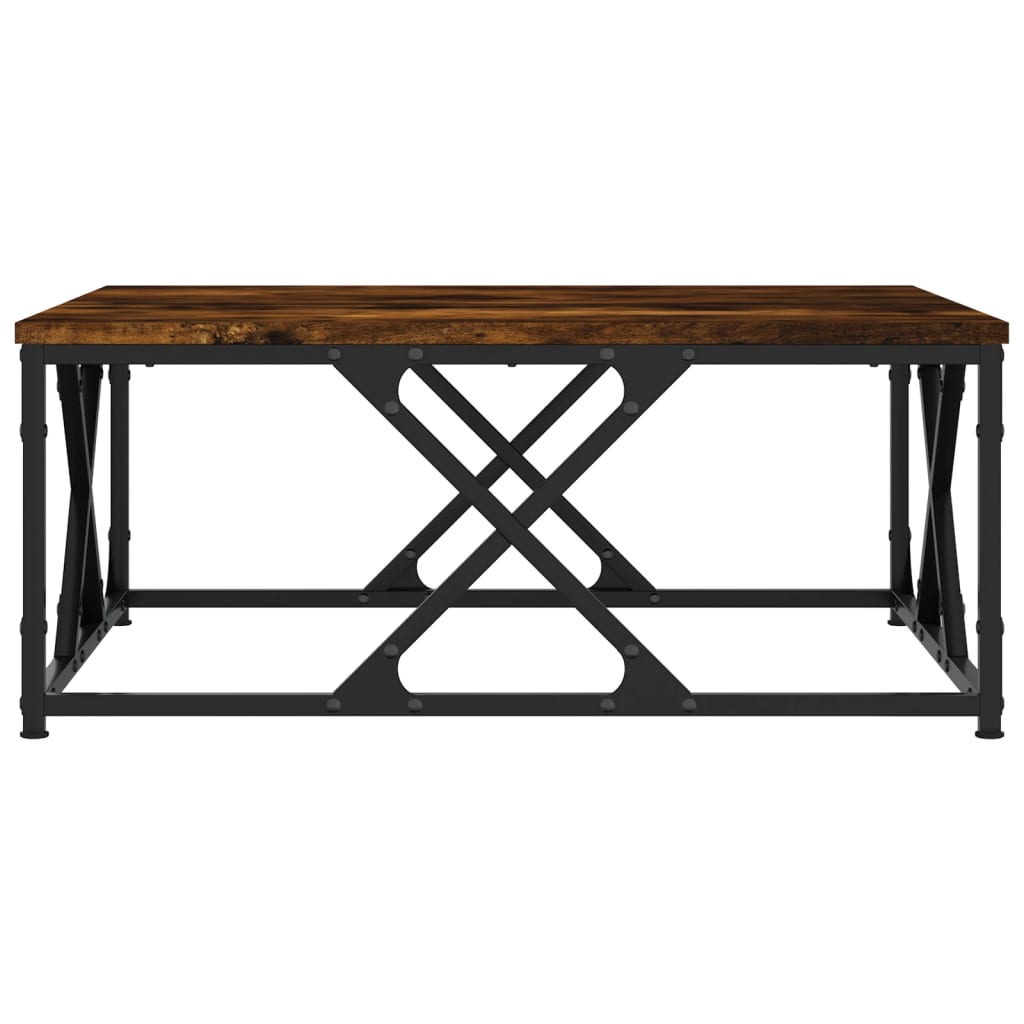 Salontafel 70x70x30 cm bewerkt hout gerookt eikenkleurig