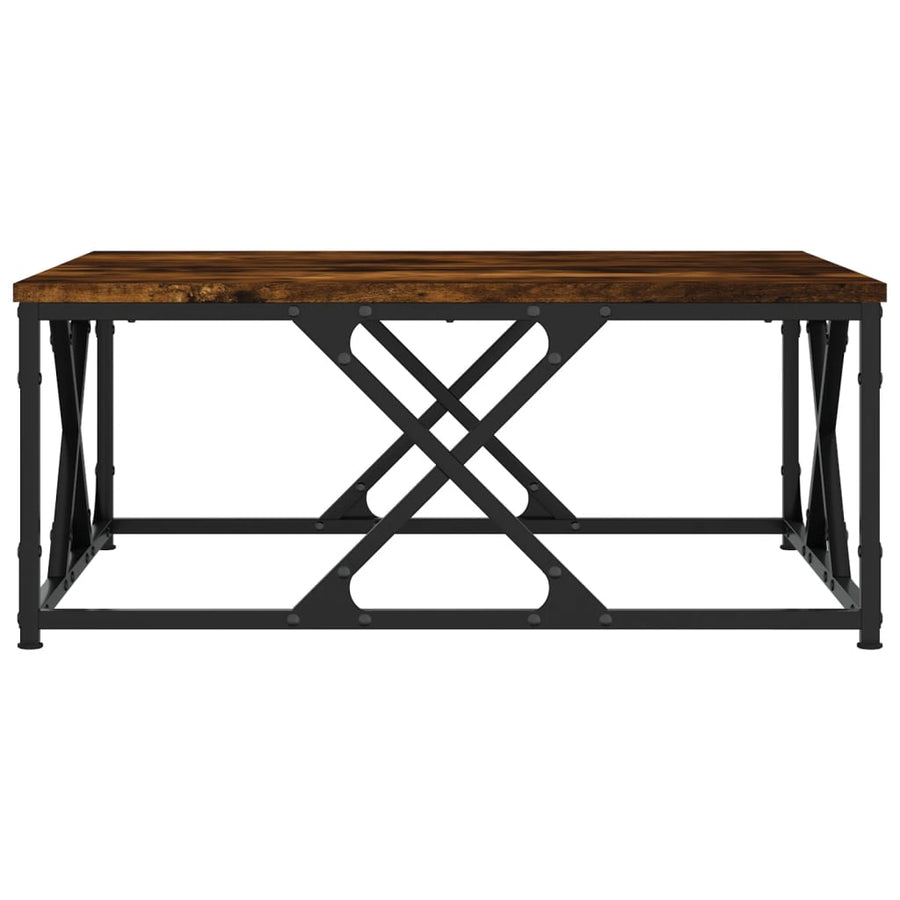 Salontafel 70x70x30 cm bewerkt hout gerookt eikenkleurig
