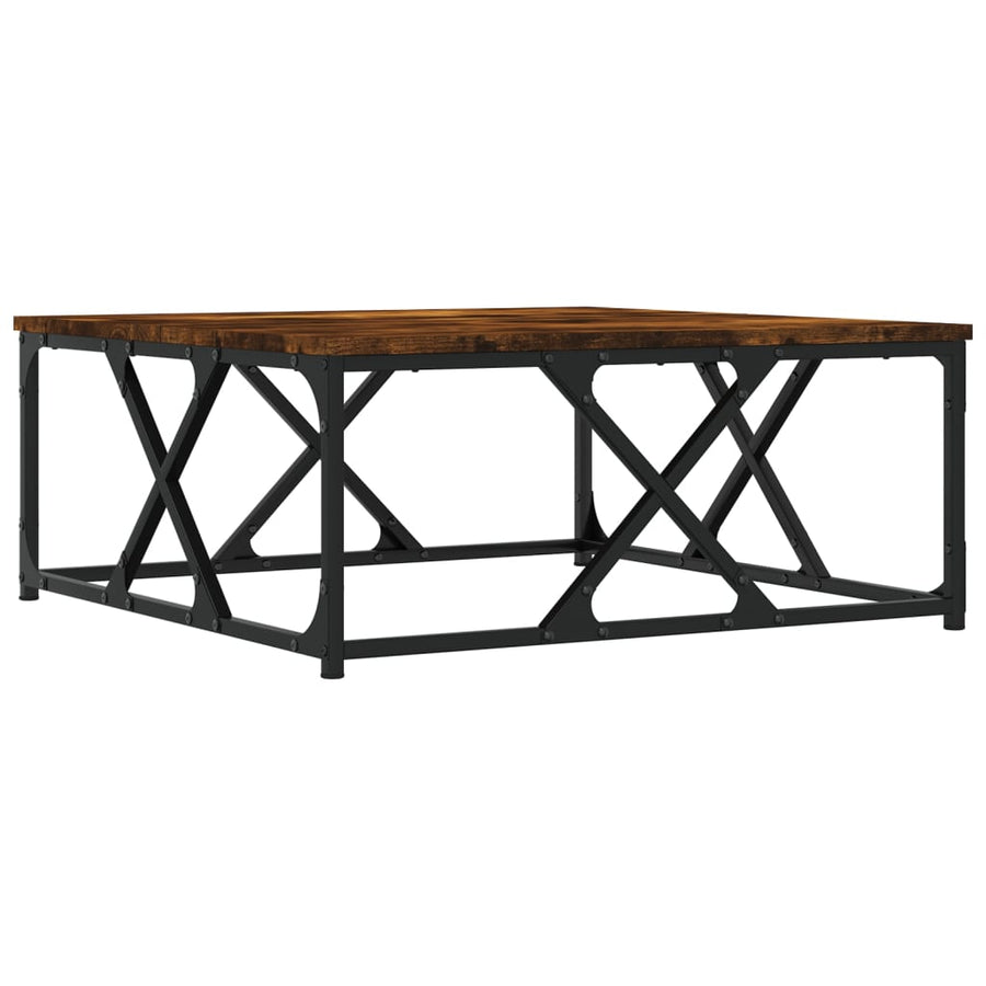 Salontafel 70x70x30 cm bewerkt hout gerookt eikenkleurig