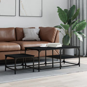 Tafeltjesset 2-delig bewerkt hout zwart 100x50x40 cm