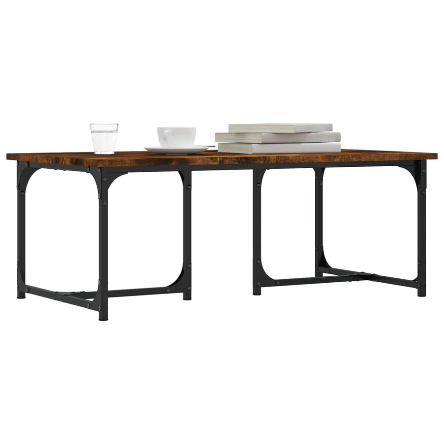Salontafel 90x50x35 cm bewerkt hout gerookt eikenkleurig