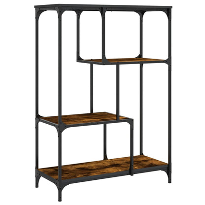 Boekenrek 81X36X115 Cm Bewerkt Hout En Staal Gerookt Eikenkleur