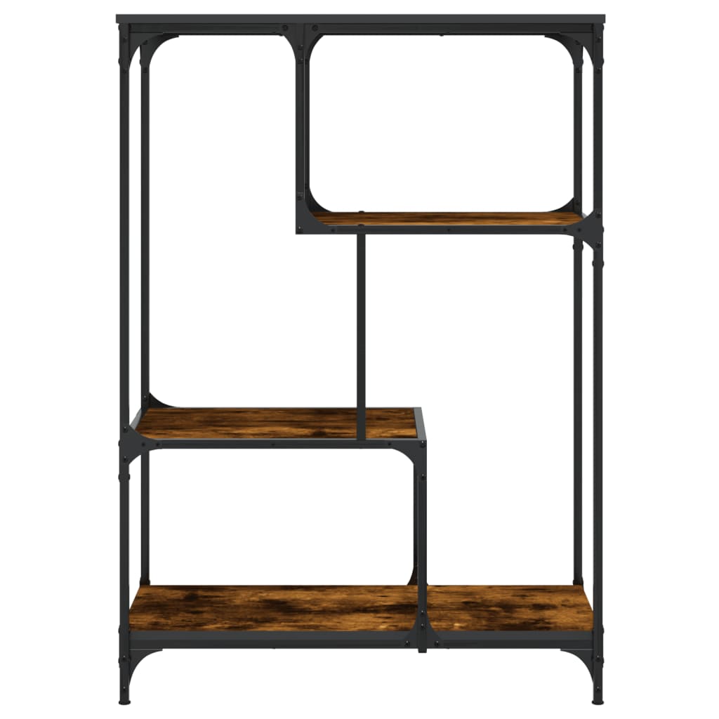 Boekenrek 81X36X115 Cm Bewerkt Hout En Staal Gerookt Eikenkleur