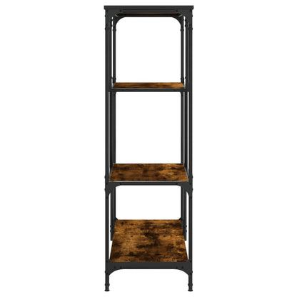 Boekenrek 81X36X115 Cm Bewerkt Hout En Staal Gerookt Eikenkleur