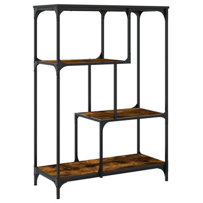 Boekenrek 81X36X115 Cm Bewerkt Hout En Staal Gerookt Eikenkleur