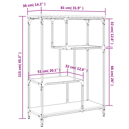 Boekenrek 81X36X115 Cm Bewerkt Hout En Staal Gerookt Eikenkleur