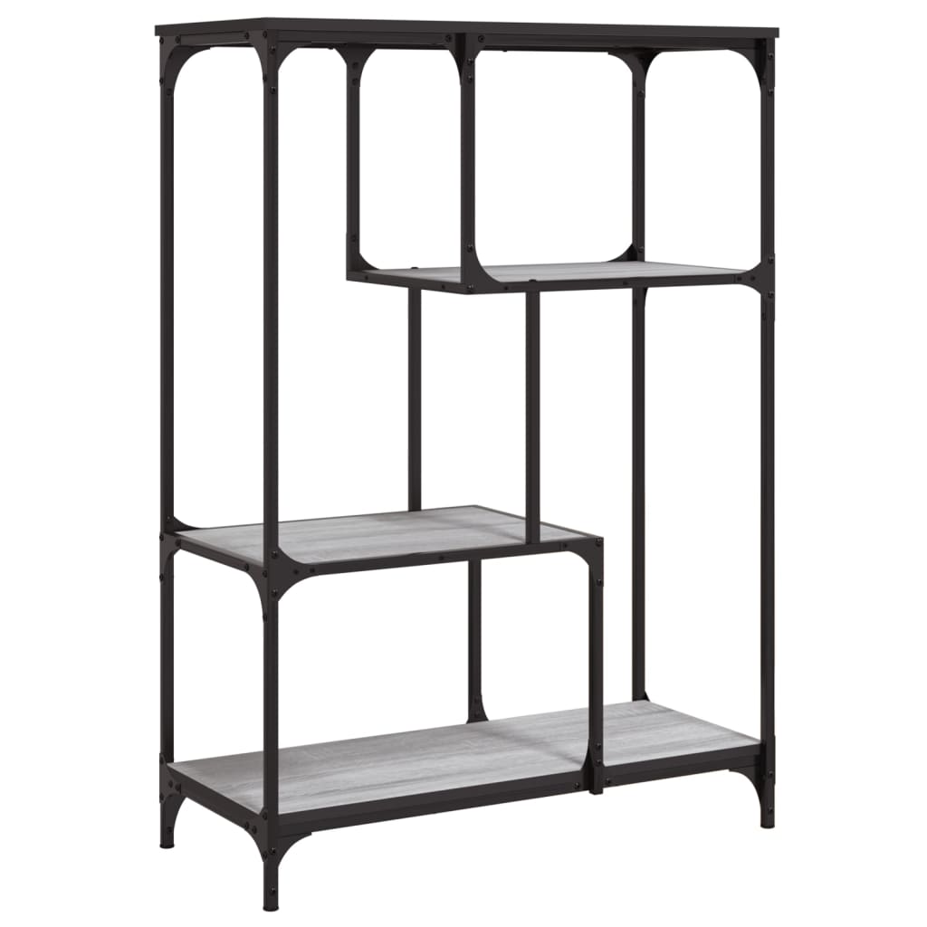 Boekenrek 81X36X115 Cm Bewerkt Hout En Staal Grijs Sonoma