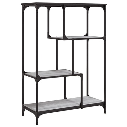 Boekenrek 81X36X115 Cm Bewerkt Hout En Staal Grijs Sonoma