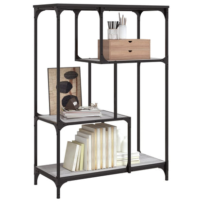 Boekenrek 81X36X115 Cm Bewerkt Hout En Staal Grijs Sonoma