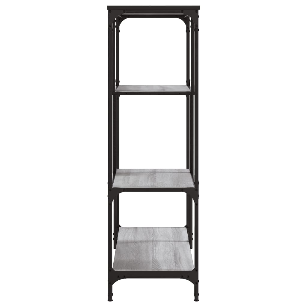Boekenrek 81X36X115 Cm Bewerkt Hout En Staal Grijs Sonoma