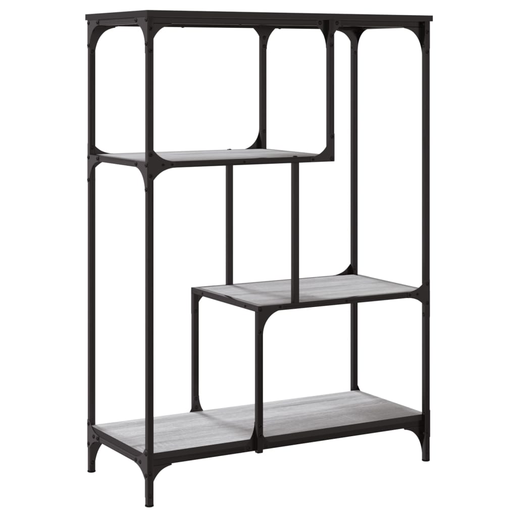 Boekenrek 81X36X115 Cm Bewerkt Hout En Staal Grijs Sonoma