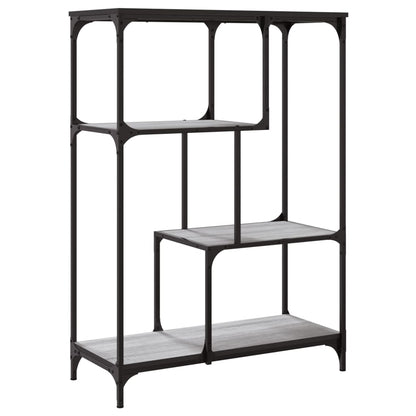 Boekenrek 81X36X115 Cm Bewerkt Hout En Staal Grijs Sonoma