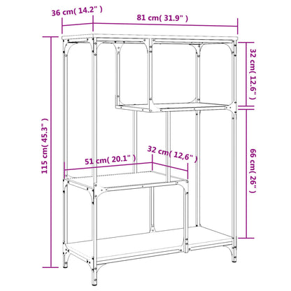 Boekenrek 81X36X115 Cm Bewerkt Hout En Staal Grijs Sonoma