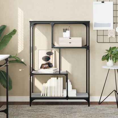 Boekenrek 81X36X115 Cm Bewerkt Hout En Staal Grijs Sonoma