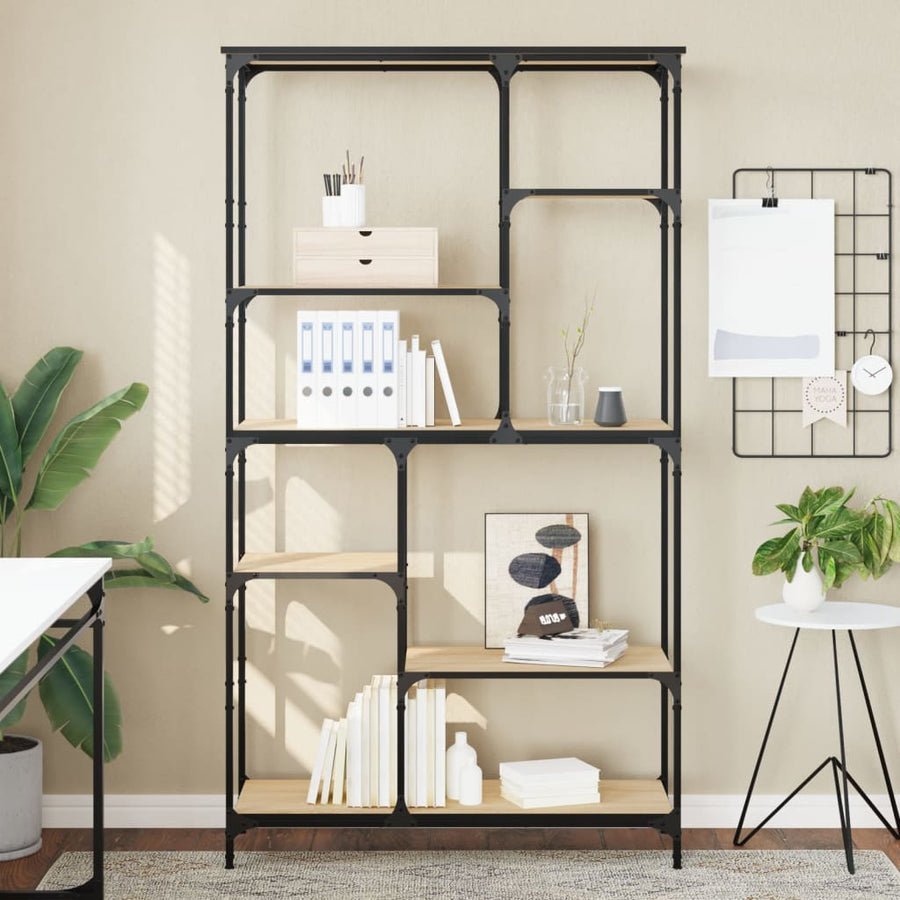 Boekenrek 99X35,5X176 Cm Bewerkt Hout En Staal 99 x 35.5 x 176 cm Sonoma eiken