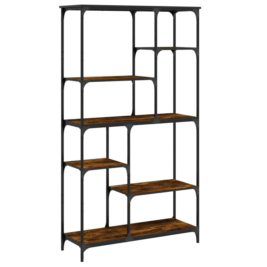Boekenrek 99x35,5x176 cm bewerkt hout en staal gerookt eiken