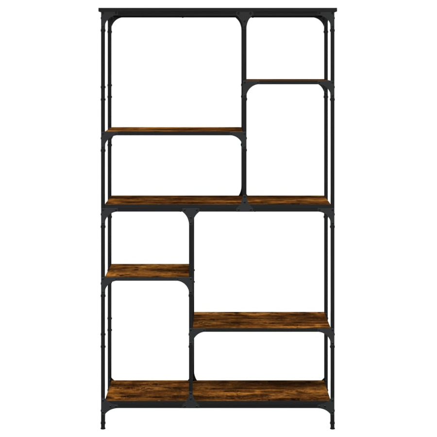 Boekenrek 99x35,5x176 cm bewerkt hout en staal gerookt eiken