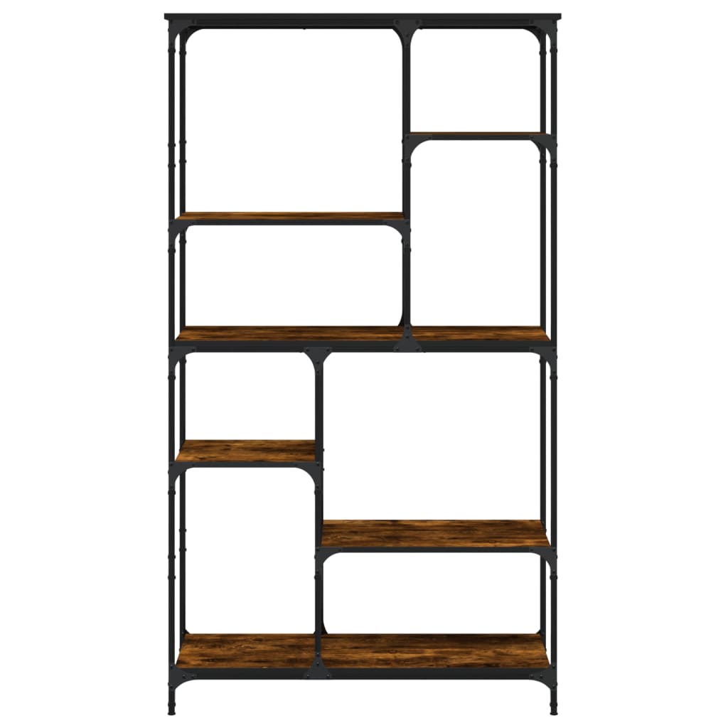 Boekenrek 99X35,5X176 Cm Bewerkt Hout En Staal Gerookt Eiken